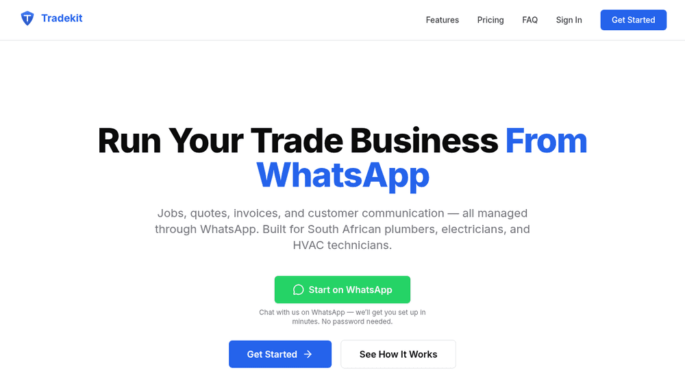 Tradekit website